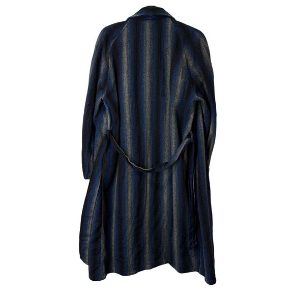 Pendleton Vintage Wool Robe Tie Waist Stripe Long Sleeve Blue Grey One Size - Picture 2 of 8